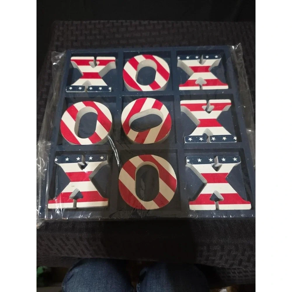Hobby Lobby Red White and Blue 10 x 10 Inch Tic Tac Toe Table Top Board Game